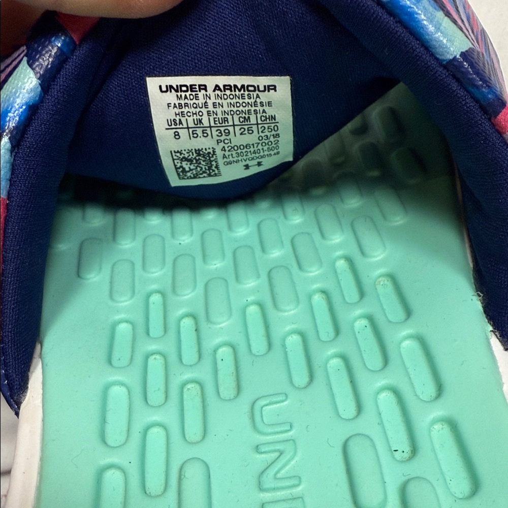 Under Armour Tropical Slide Sandals - Blue pink green size 8 slide on - Picture 6 of 12